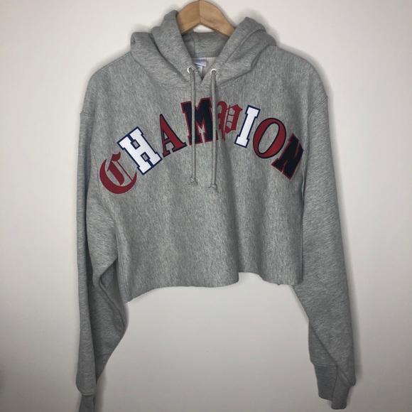 Champion Reverse Weave Crop Cut Off Hoodie L - Picture 5 of 9